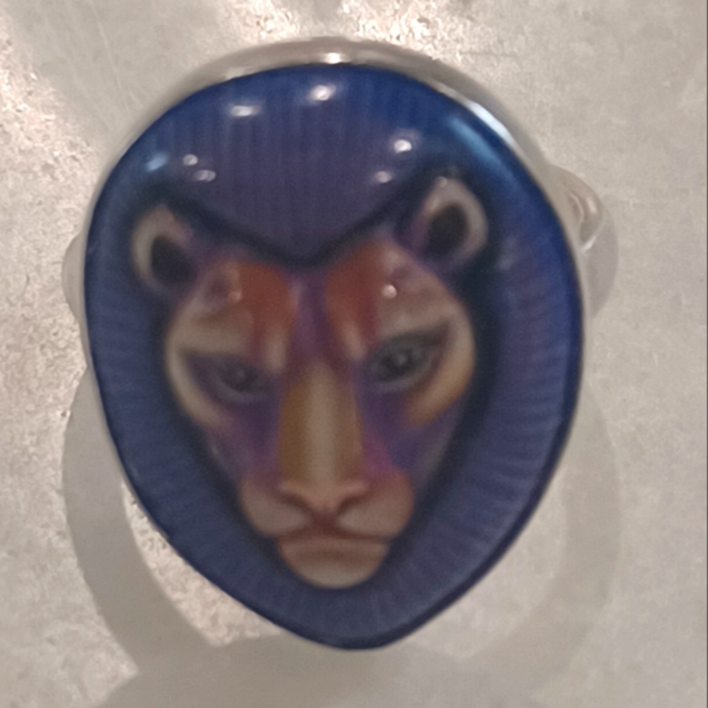 Sergio Bustamente Lion Face Ring, sterling, size 7
